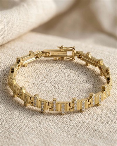 14K Xuping Asimetrik Dizim Bileklik