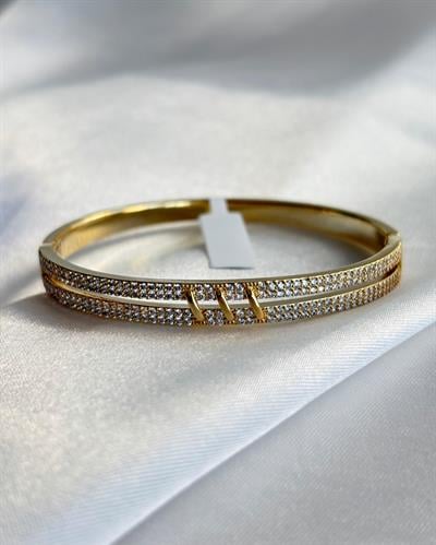 14K Xuping Çift Sıra Zirkon Taşlı Kelepçe