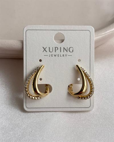 14K Xuping İkili Yarım Taşlı Küpe 