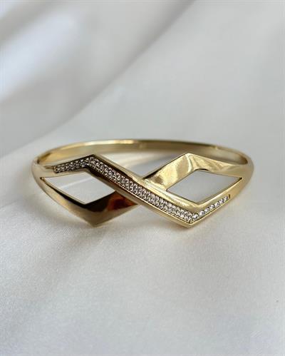 14K Xuping Taşlı X Model Kelepçe