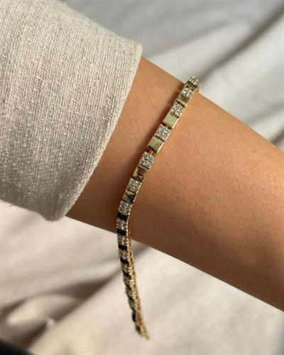14K Xuping Kare Montür Sıra Taşlı Bileklik