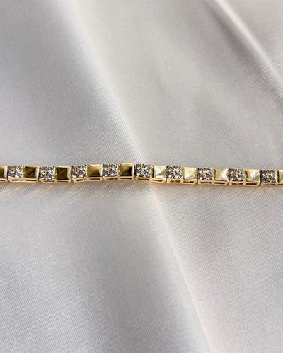 14K Xuping Kare Montür Sıra Taşlı Bileklik