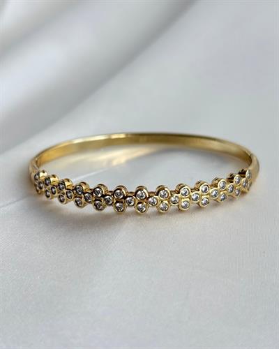 14K Xuping Kıvrımlı Sıralı Taşlı Baloncuk Kelepçe