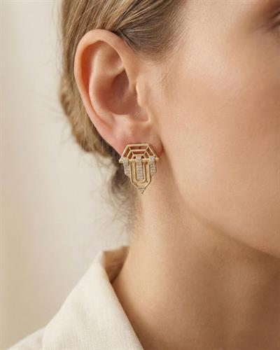 14K Xuping Geometrik Bar Küpe