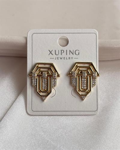 14K Xuping Geometrik Bar Küpe