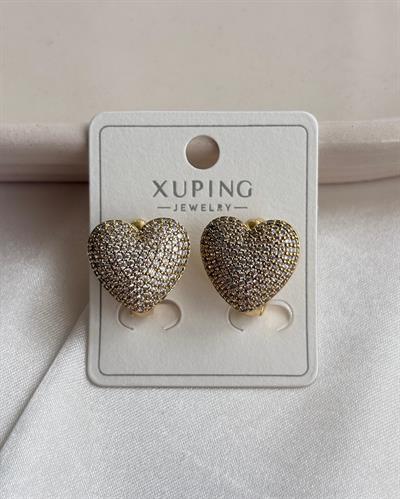 14K Xuping Full Taşlı Kalp Küpe