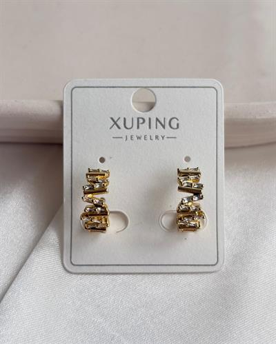 14K Xuping Baget Taşlı Zigzag Küpe