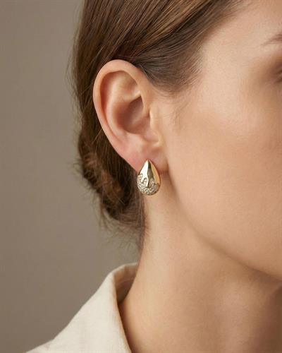 14K Xuping Yarım Taşlı Damla Küpe