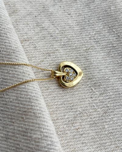 14K Xuping Ortası Taşlı Kalp Kolye