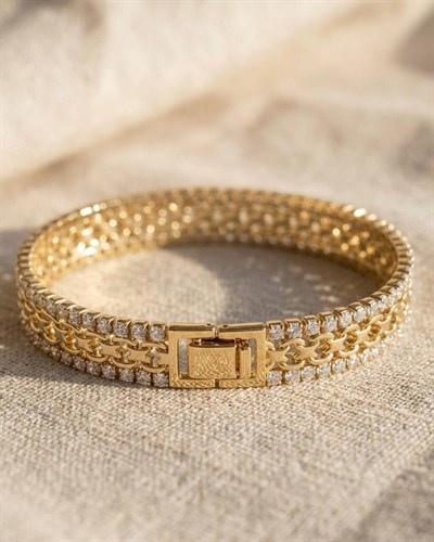 14K Xuping Sıra Taşlı İşleme Bileklik