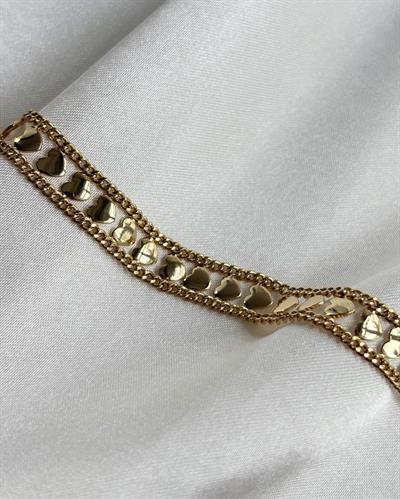 14K Xuping Sıralı Kalp Motif Bileklik