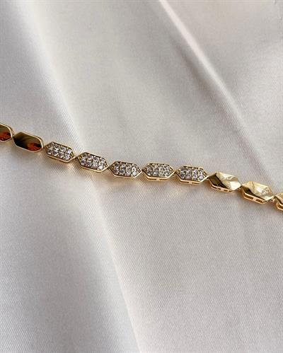 14K Xuping Taşlı Altıgen Model Bileklik