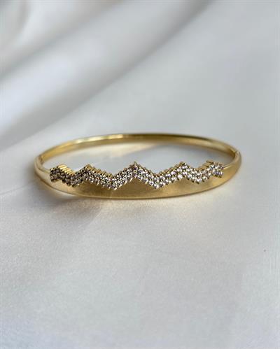 14K Xuping Taşlı Chevron Kelepçe