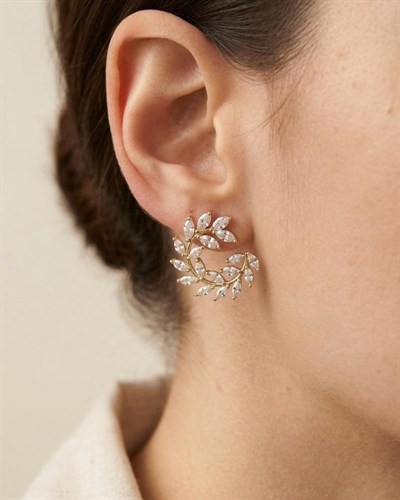 14K Xuping Taşlı Çiçek Model Küpe