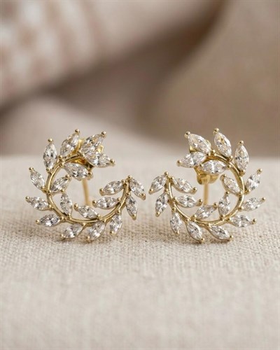 14K Xuping Taşlı Çiçek Model Küpe