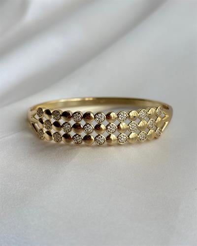 14K Xuping Taşlı Daire Motifli Kelepçe