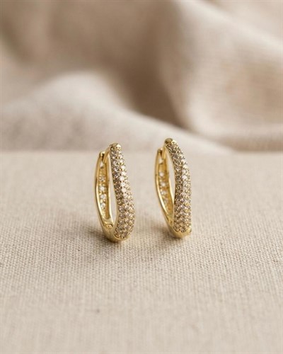 14K Xuping Taşlı Dalga Model Küpe