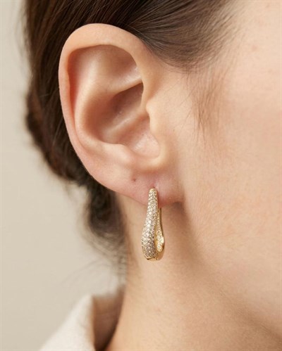 14K Xuping Taşlı Dalga Model Küpe