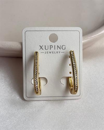 14K Xuping Taşlı Damla Halka Küpe