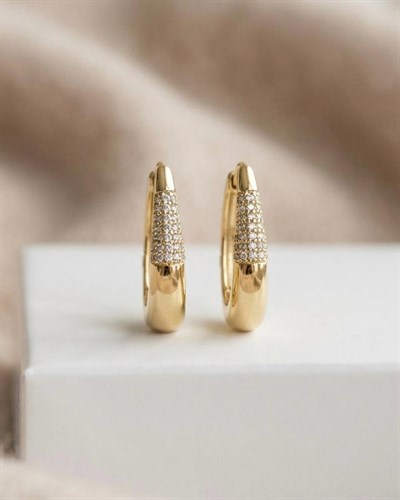 14K Xuping Taşlı Damla Küpe