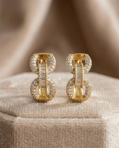 14K Xuping Taşlı Düğüm Model Küpe