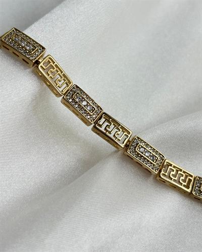 14K Xuping Taşlı Grek Desenli Bileklik