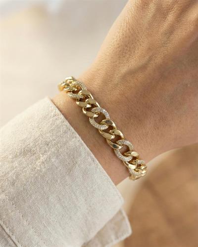 14K Xuping Taşlı Kalın Gurmet Zincir Bileklik
