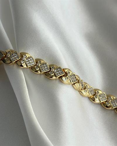 14K Xuping Taşlı Kalp Desen Bileklik