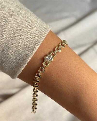 14K Xuping Taşlı Kalp Figürlü Bileklik