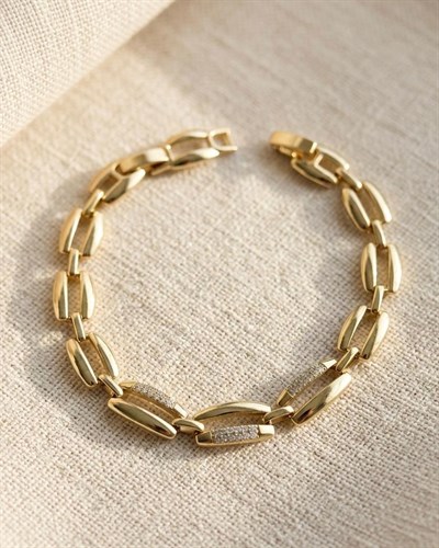 14K Xuping Taşlı Geometrik Model Bileklik