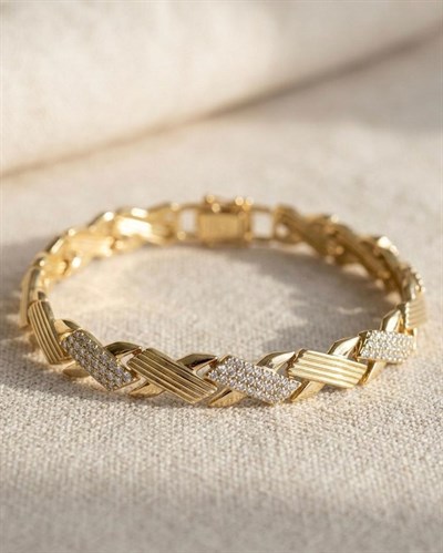 14K Xuping Taşlı Plaka Model Bileklik