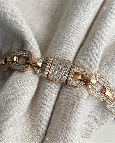 14K Xuping Taşlı Rose Gold Gurmet Bileklik