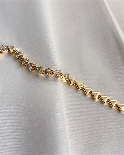 14K Xuping Taşlı Üçgen Model Bileklik