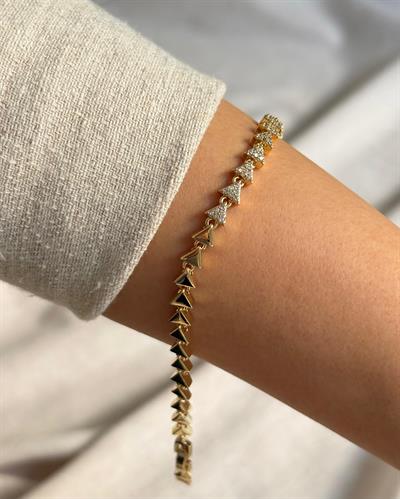 14K Xuping Taşlı Üçgen Model Bileklik
