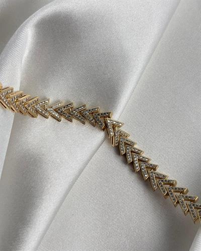 14K Xuping Taşlı V Desen Bileklik