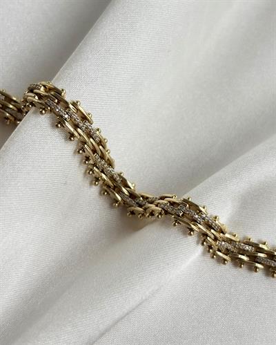 14K Xuping Taşlı Yassı Zincir Bileklik