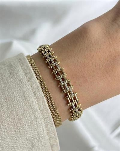 14K Xuping Taşlı Yassı Zincir Bileklik