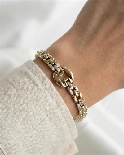 14K Xuping Toka Detaylı Taşlı Bakla Bileklik