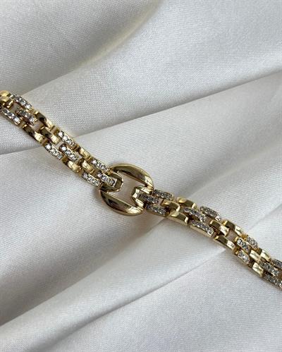 14K Xuping Toka Detaylı Taşlı Bakla Bileklik