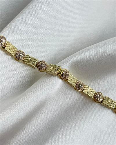 14K Xuping Yuvarlak Taşlı Kare Model Bileklik