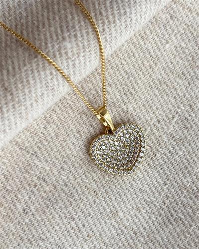 14K Xuping Zirkon Kalp Kolye