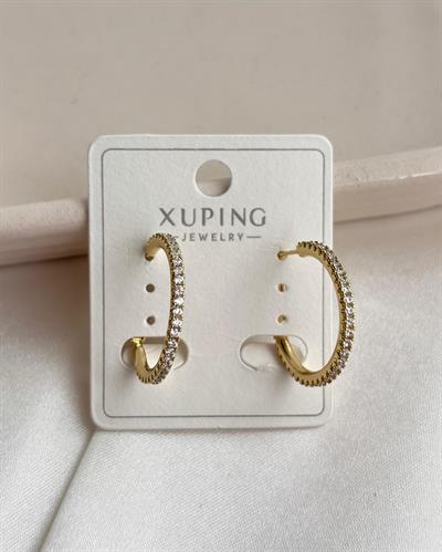 14K Xuping Zirkon Taşlı Halka Küpe
