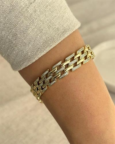 14K Xuping Zirkon Taşlı Zikzak Kesim Gurmet Bileklik