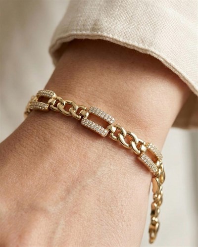 14K Xuping Zirkon Zincir Detay Bileklik