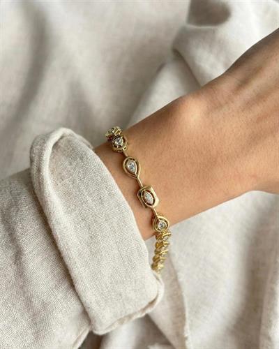 14K Xupng Taşlı Damla Model Bileklik