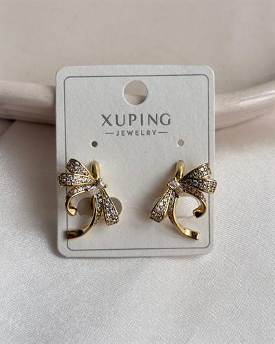 14K Xuping Taşlı Fiyonk Küpe