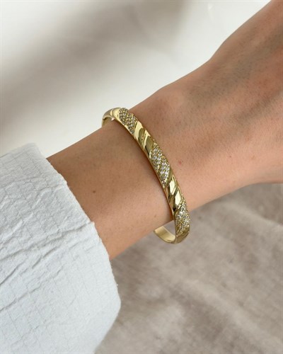 Xuping Wave Zirkon Gold Kelepçe