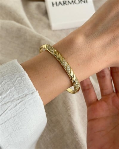 Xuping Wave Zirkon Gold Kelepçe