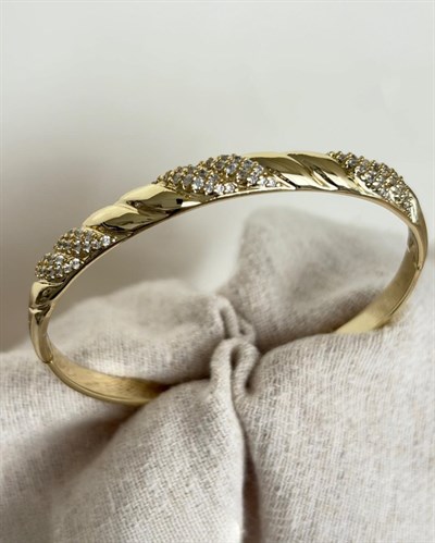 Xuping Wave Zirkon Gold Kelepçe