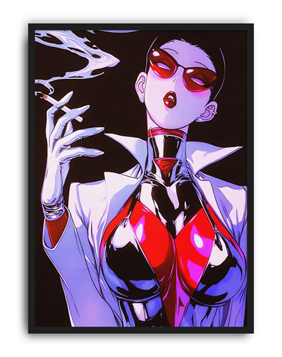 Crimson Smoke Modern Duvar Tablosu – Kırmızı Siyah Anime Poster